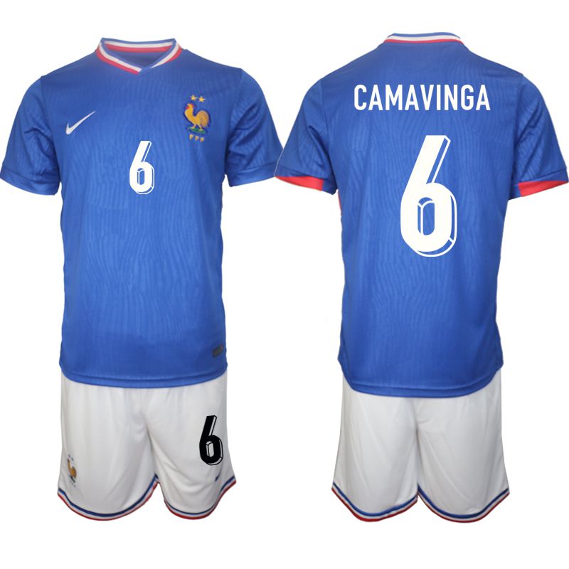 Men 2024-2025 Season France home Blue 6 Soccer Jersey